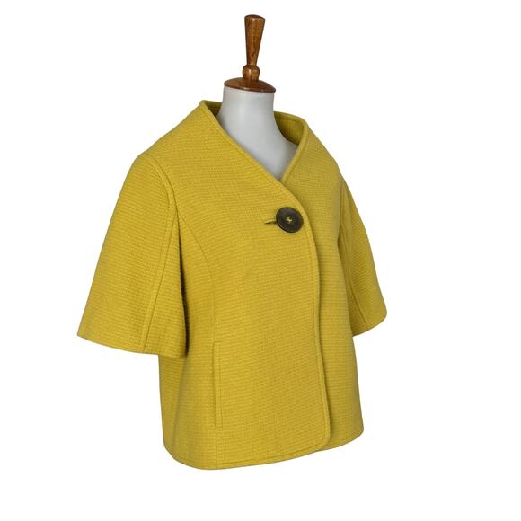 Ellen Tracy Yellow 60s-Inspired Swing Jacket – Wool Blend, Size 6 (S–M) - Picture 4 of 5